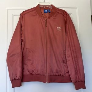 Adidas satin pink bonnet jacket